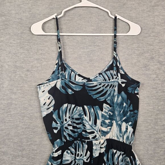 Show Me Your Mumu Women's Tropical Leaf Print Romper Blue White Adjustable Sz S - Picture 3 of 11